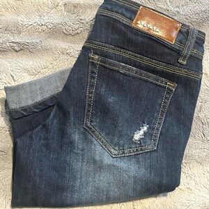 Dollhouse Men's Slim Dark Blue Distressed Jeans